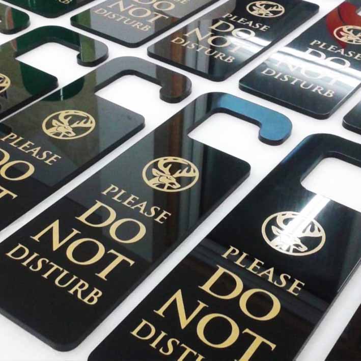 Custom hotel door hangers with do not disturb