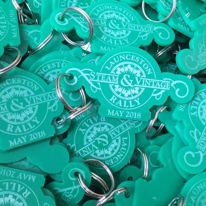 Custom keyrings for Launceston steam and vintage rally Cornwall