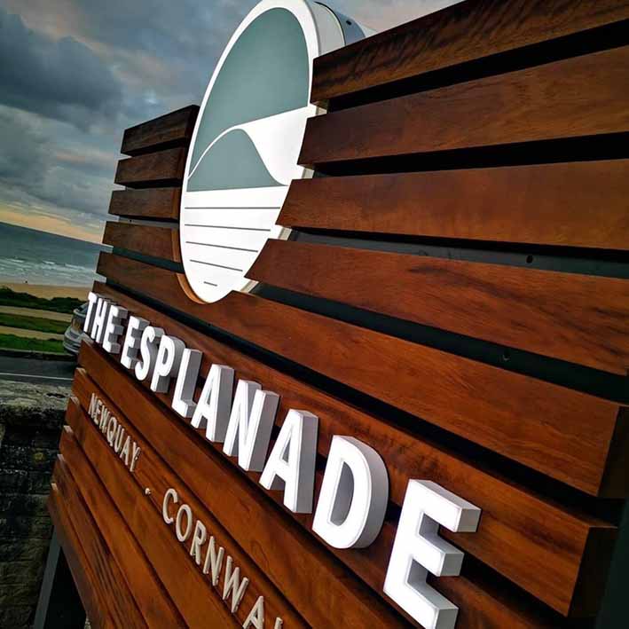 The Esplanade main entrance sign project Newquay Cornwall