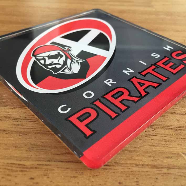 Direct to acrylic printing for Cornish Pirates, Cornwall