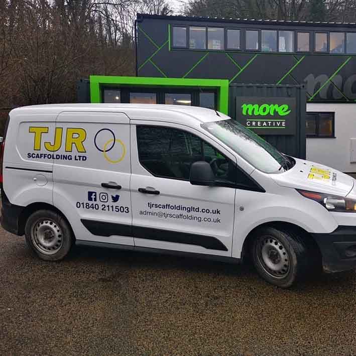 TJR scaffold van graphics Camelford Cornwall