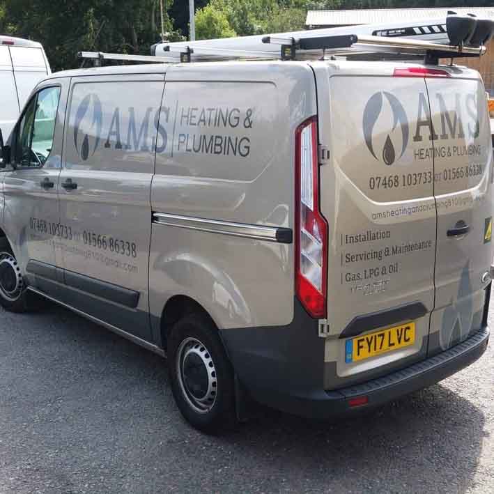 Van signwriting for Launceston company AMS Heating